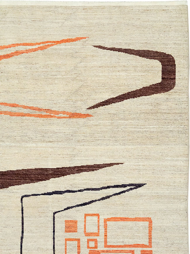 Modern East Turkestan Art Deco Room Size Carpet, No.33218 - Staging