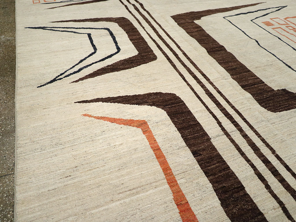 Modern East Turkestan Art Deco Room Size Carpet, No.33218 - Staging