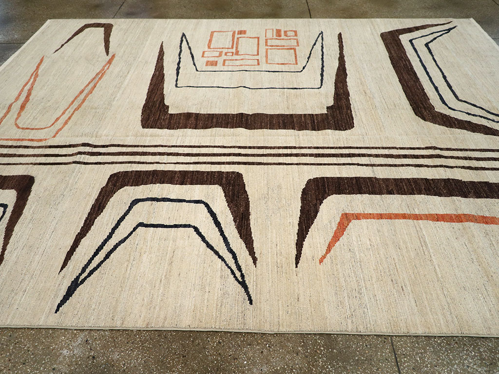 Modern East Turkestan Art Deco Room Size Carpet, No.33218 - Staging
