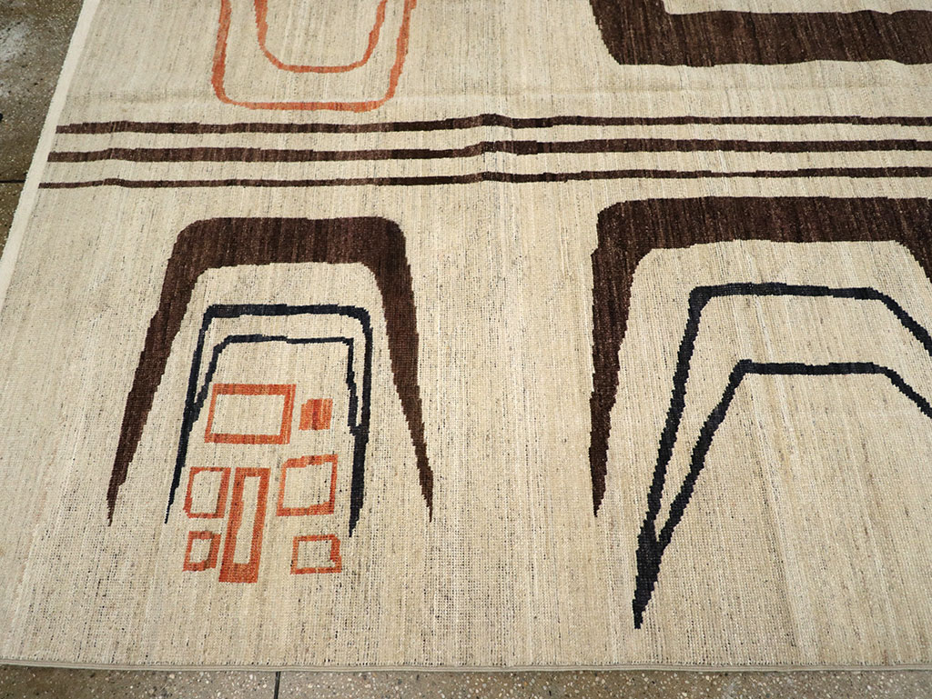 Modern East Turkestan Art Deco Room Size Carpet, No.33218 - Staging