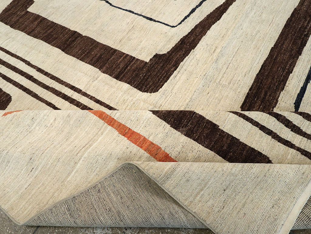 Modern East Turkestan Art Deco Room Size Carpet, No.33218 - Staging