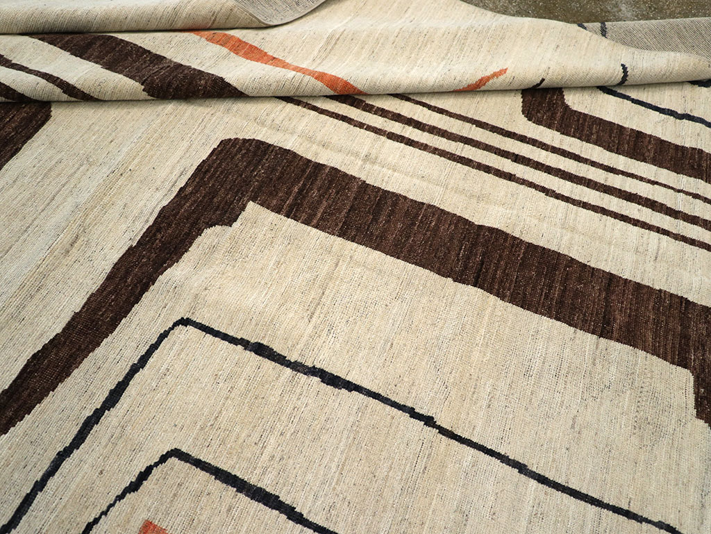 Modern East Turkestan Art Deco Room Size Carpet, No.33218 - Staging