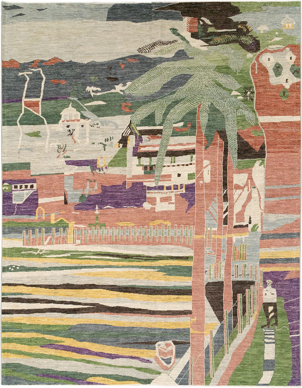 Modern East Turkestan Khotan Room Size Carpet, No.33219 - Staging