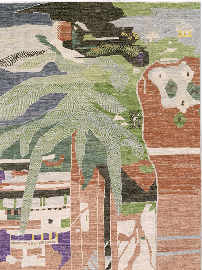 Modern East Turkestan Khotan Room Size Carpet, No.33219 - Staging