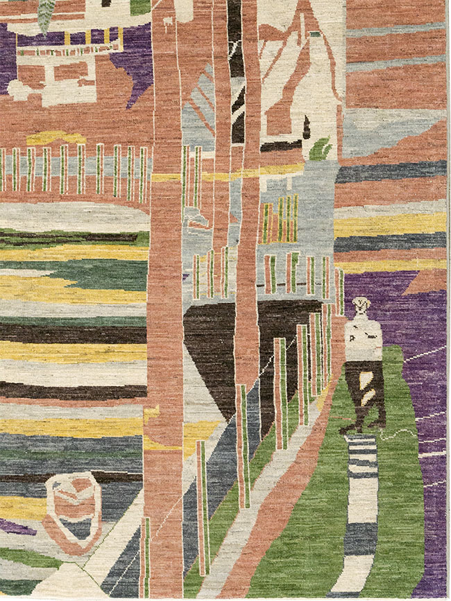 Modern East Turkestan Khotan Room Size Carpet, No.33219 - Staging