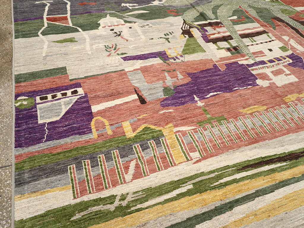 Modern East Turkestan Khotan Room Size Carpet, No.33219 - Staging