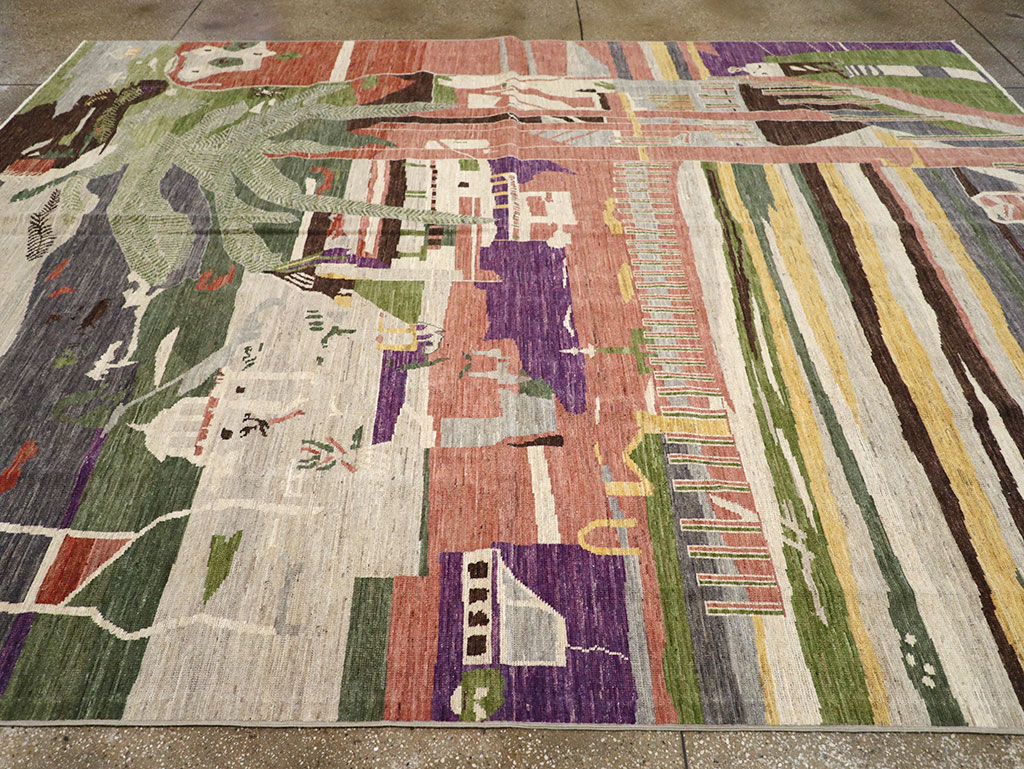 Modern East Turkestan Khotan Room Size Carpet, No.33219 - Staging