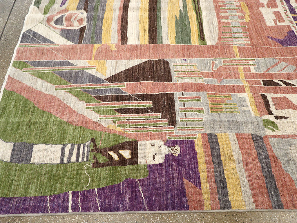 Modern East Turkestan Khotan Room Size Carpet, No.33219 - Staging