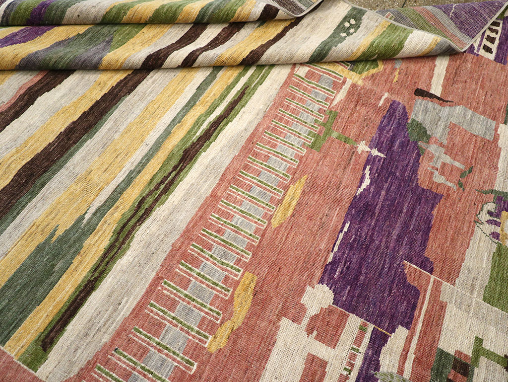 Modern East Turkestan Khotan Room Size Carpet, No.33219 - Staging