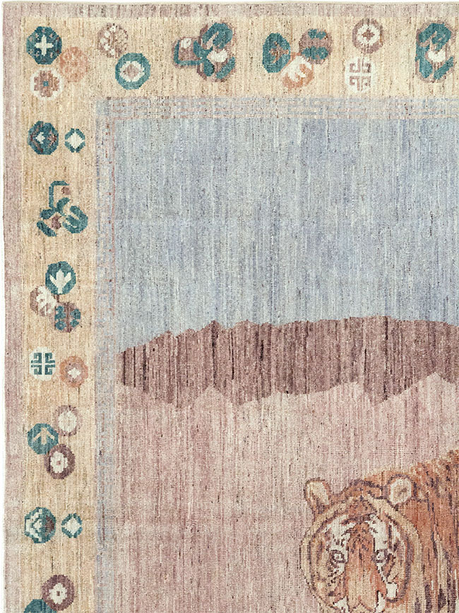 Modern East Turkestan Pictorial Khotan Room Size Carpet, No.33220 - Staging