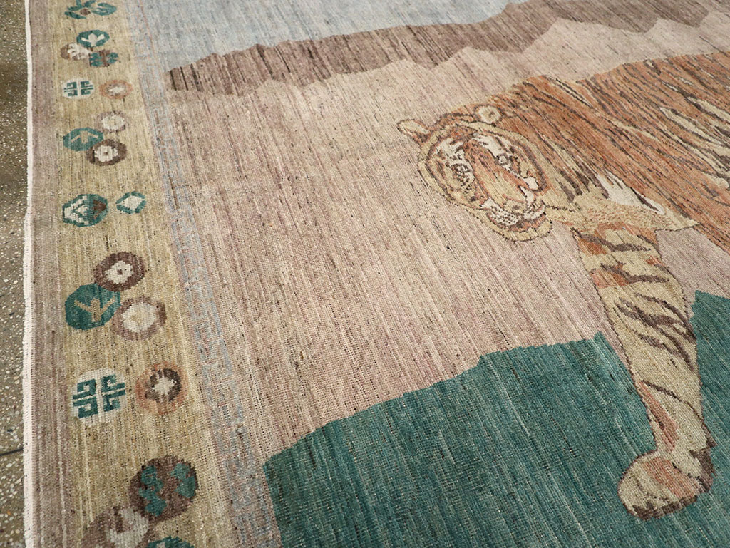 Modern East Turkestan Pictorial Khotan Room Size Carpet, No.33220 - Staging