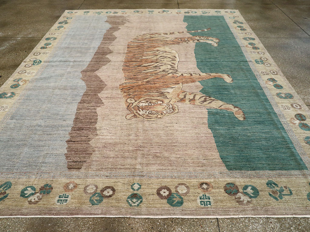 Modern East Turkestan Pictorial Khotan Room Size Carpet, No.33220 - Staging