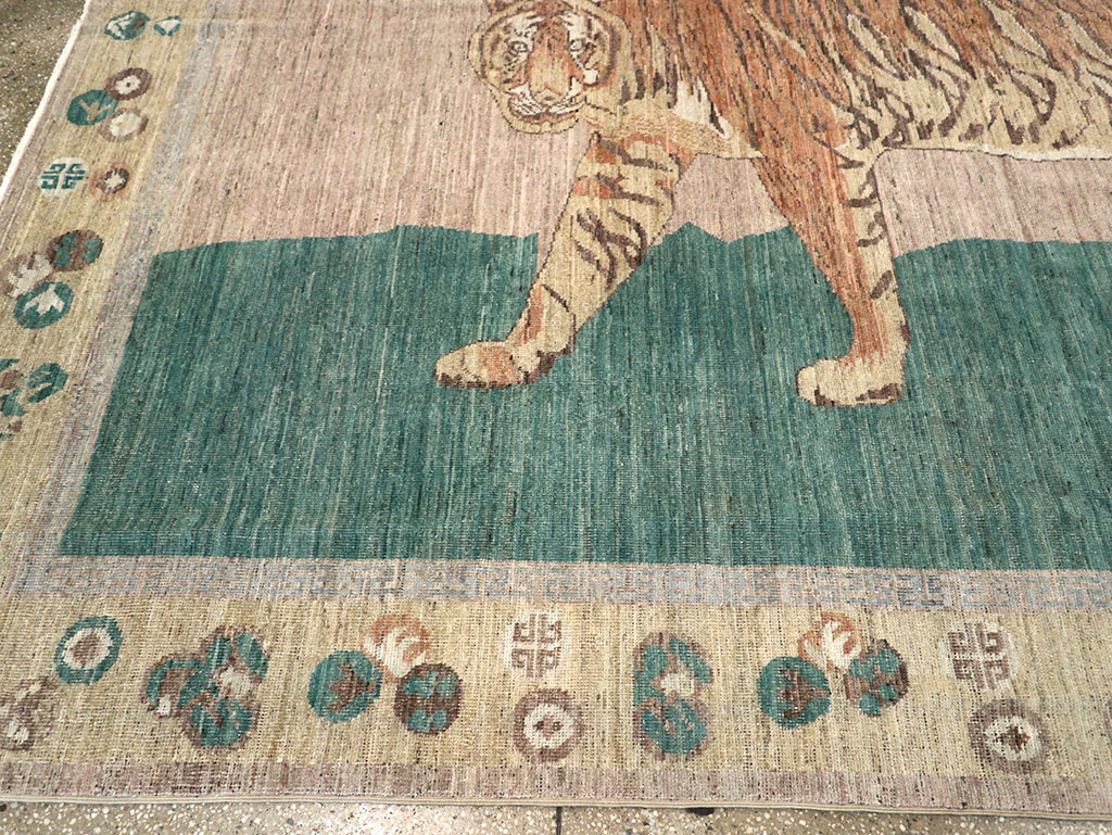 Modern East Turkestan Pictorial Khotan Room Size Carpet, No.33220 - Staging