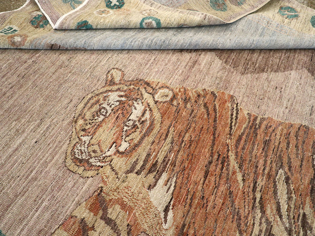 Modern East Turkestan Pictorial Khotan Room Size Carpet, No.33220 - Staging