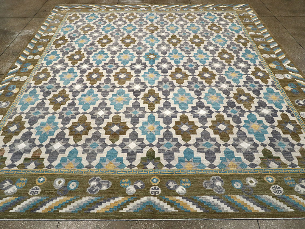 Modern East Turkestan Khotan Square Large Room Size Carpet, No.33221 - Staging