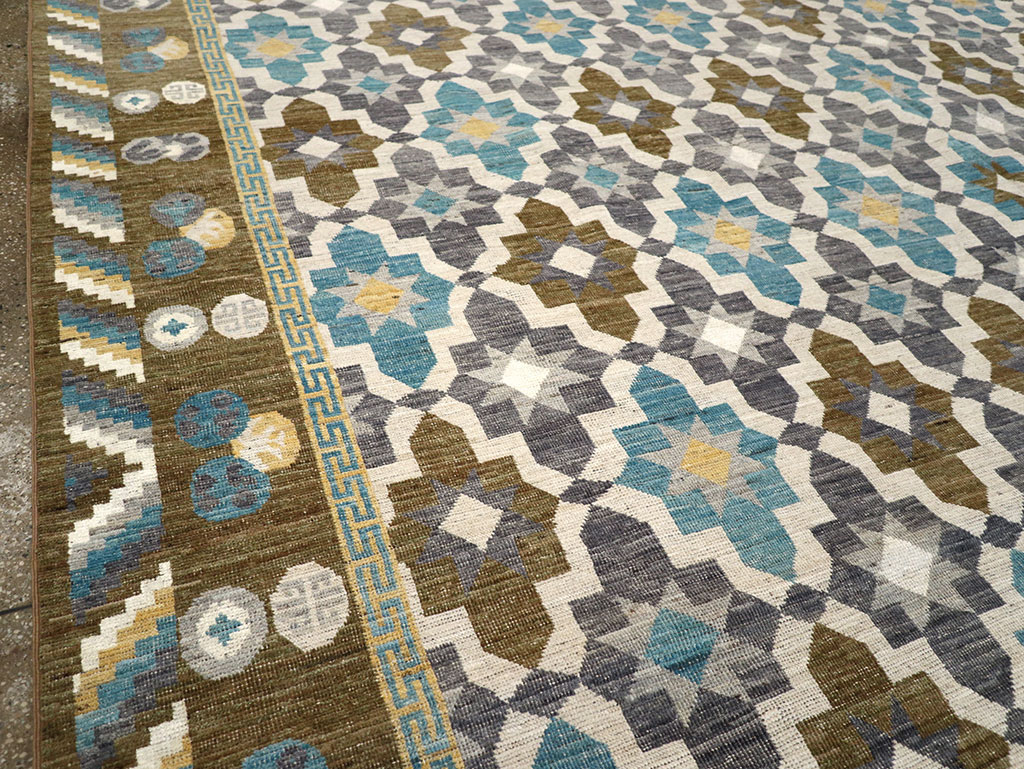 Modern East Turkestan Khotan Square Large Room Size Carpet, No.33221 - Staging