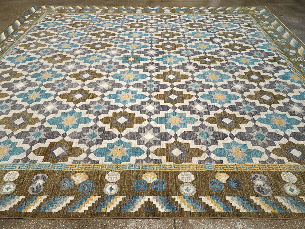 Modern East Turkestan Khotan Square Large Room Size Carpet, No.33221 - Staging