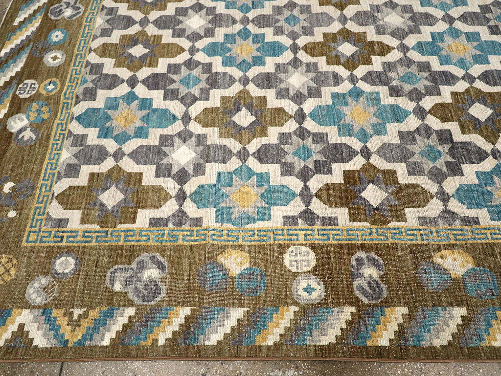 Modern East Turkestan Khotan Large Square Room Size Carpet, No.33221 - Staging