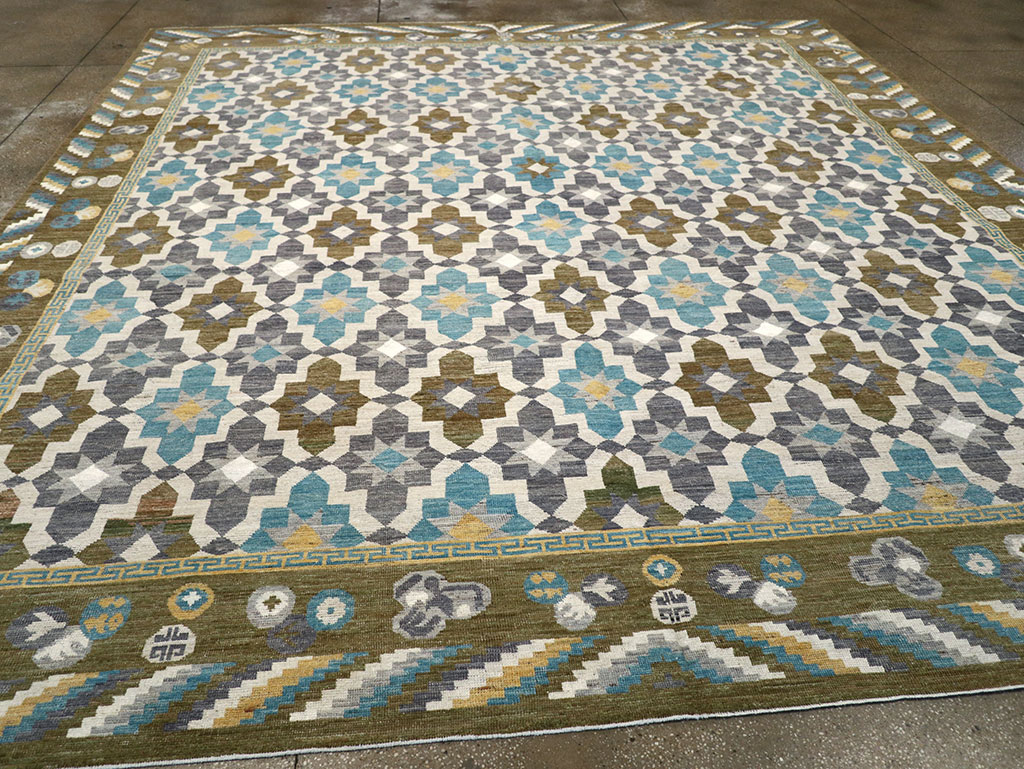 Modern East Turkestan Khotan Large Square Room Size Carpet, No.33221 - Staging