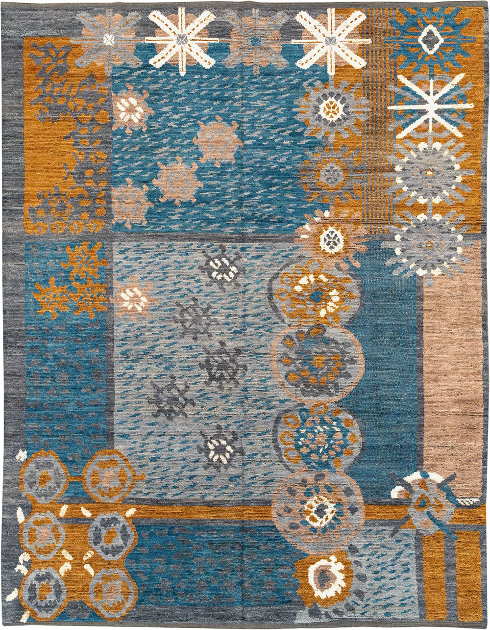 Modern East Turkestan Swedish Style Room Size Carpet, No.33224 - Staging