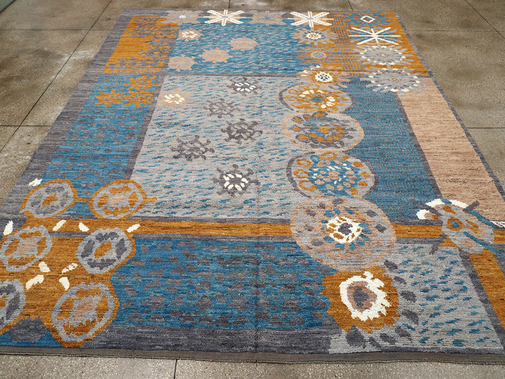 Modern East Turkestan Swedish Style Room Size Carpet, No.33224 - Staging