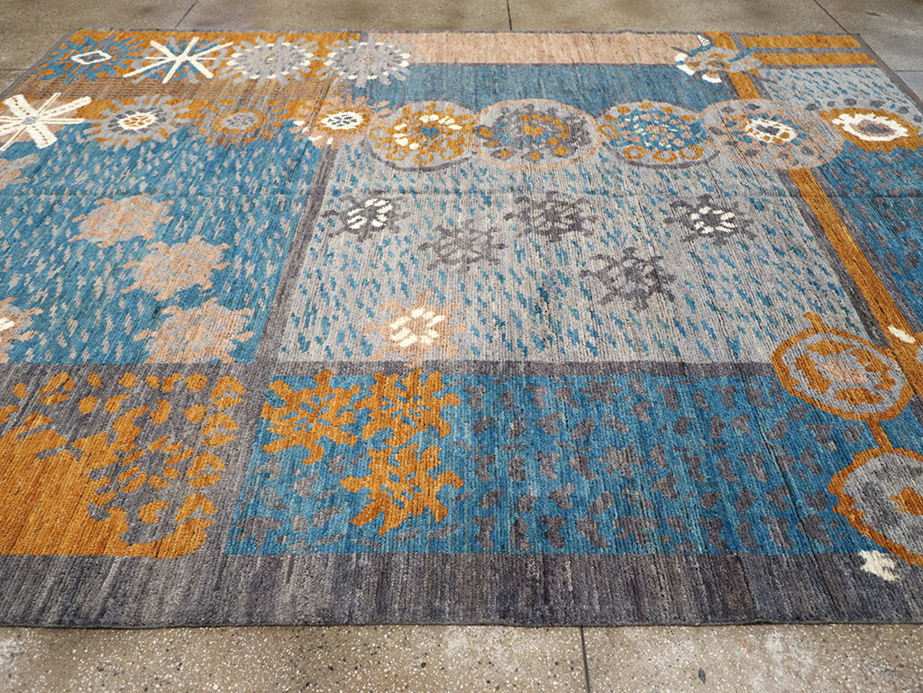 Modern East Turkestan Swedish Style Room Size Carpet, No.33224 - Staging