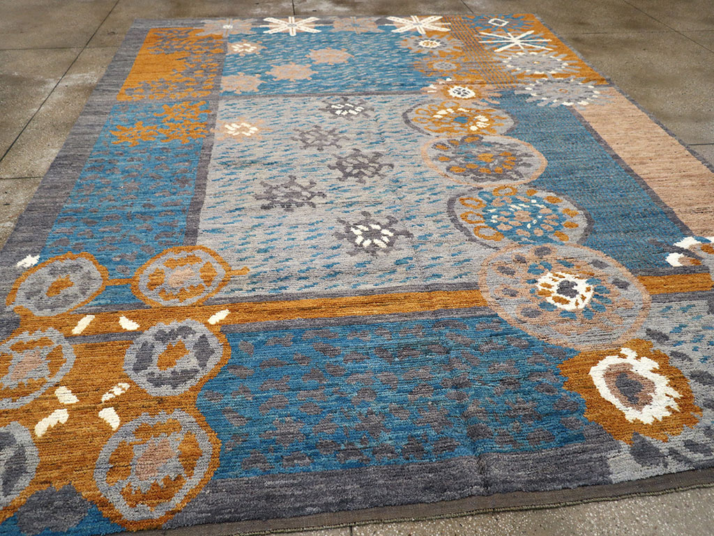 Modern East Turkestan Swedish Style Room Size Carpet, No.33224 - Staging
