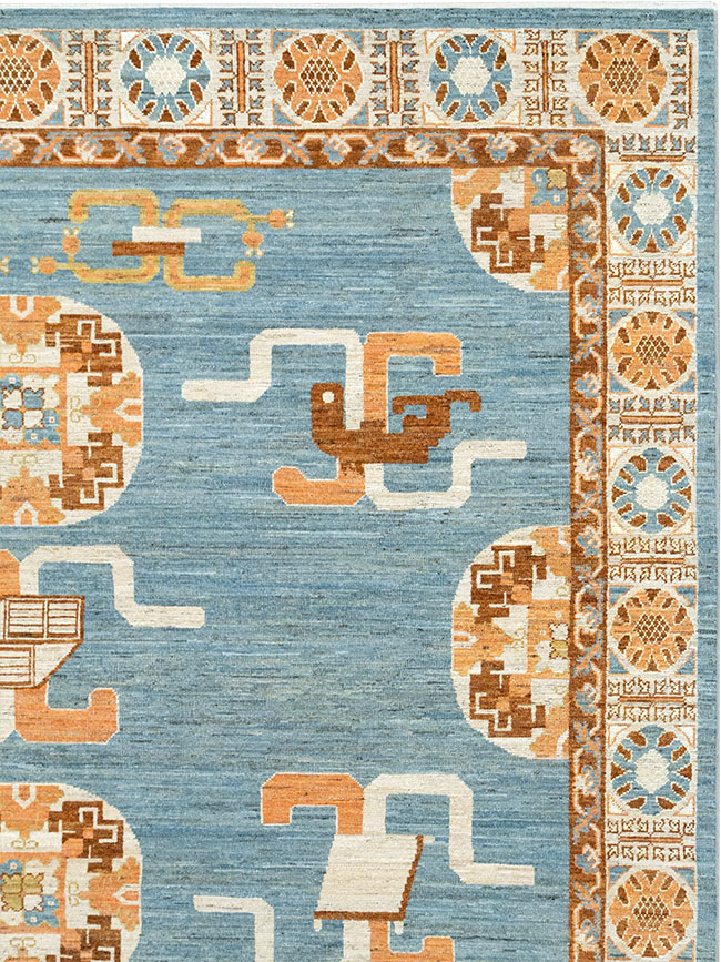 Modern East Turkestan Khotan Large Room Size Carpet, No.33225 - Staging