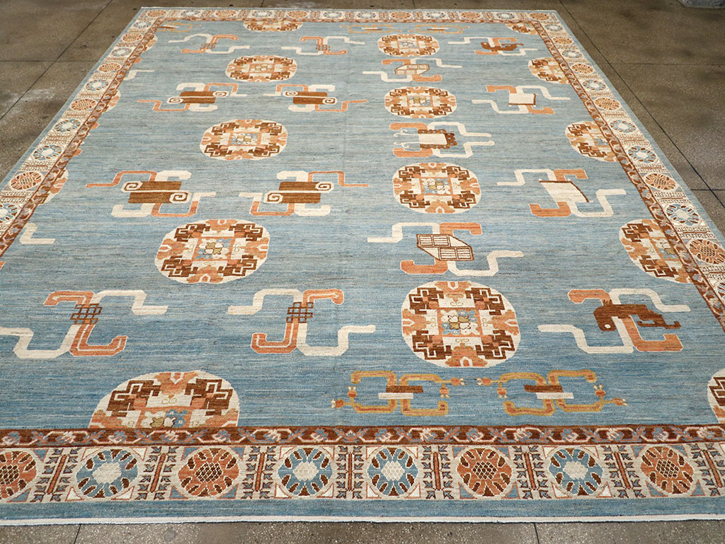 Modern East Turkestan Khotan Large Room Size Carpet, No.33225 - Staging
