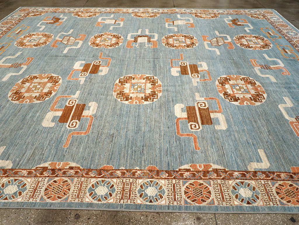 Modern East Turkestan Khotan Large Room Size Carpet, No.33225 - Staging