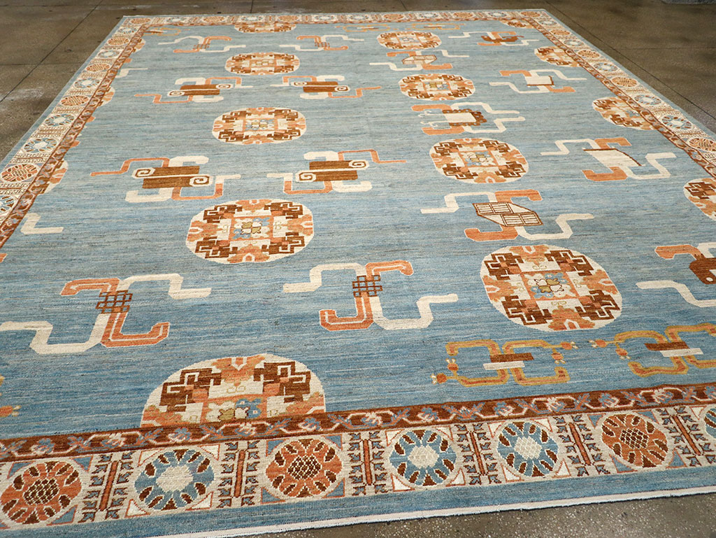 Modern East Turkestan Khotan Large Room Size Carpet, No.33225 - Staging