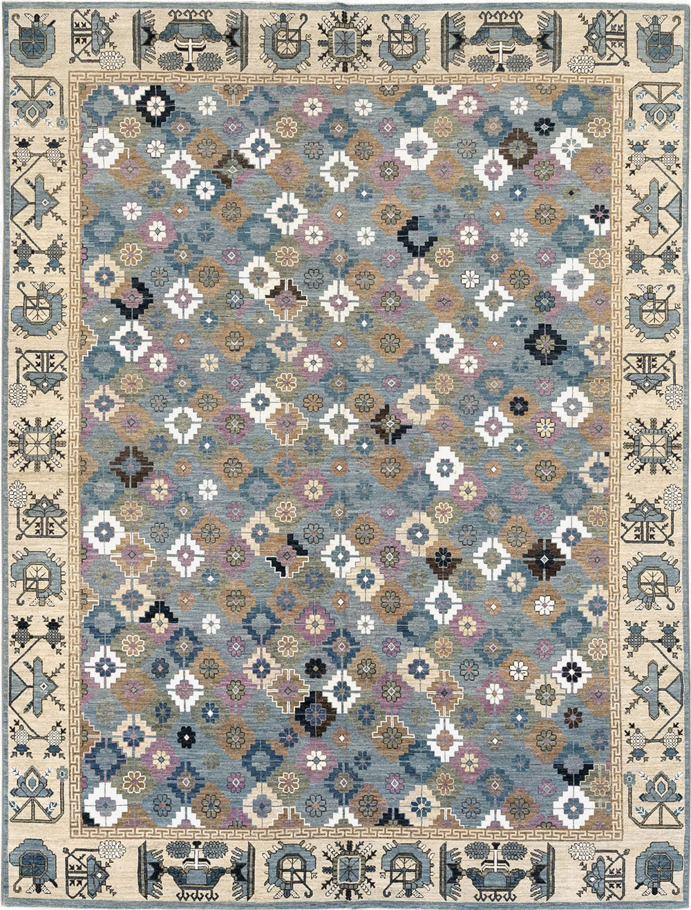 Modern East Turkestan Khotan Room Size Carpet, No.33226 - Staging