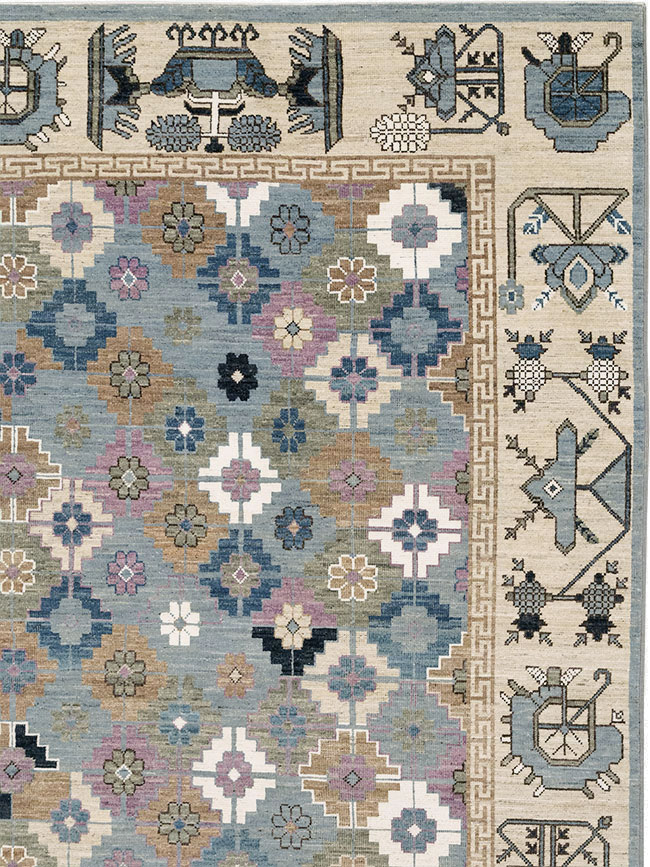 Modern East Turkestan Khotan Room Size Carpet, No.33226 - Staging