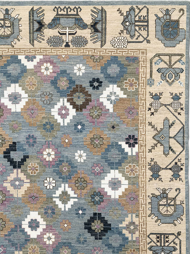 Modern East Turkestan Khotan Room Size Carpet, No.33226 - Staging