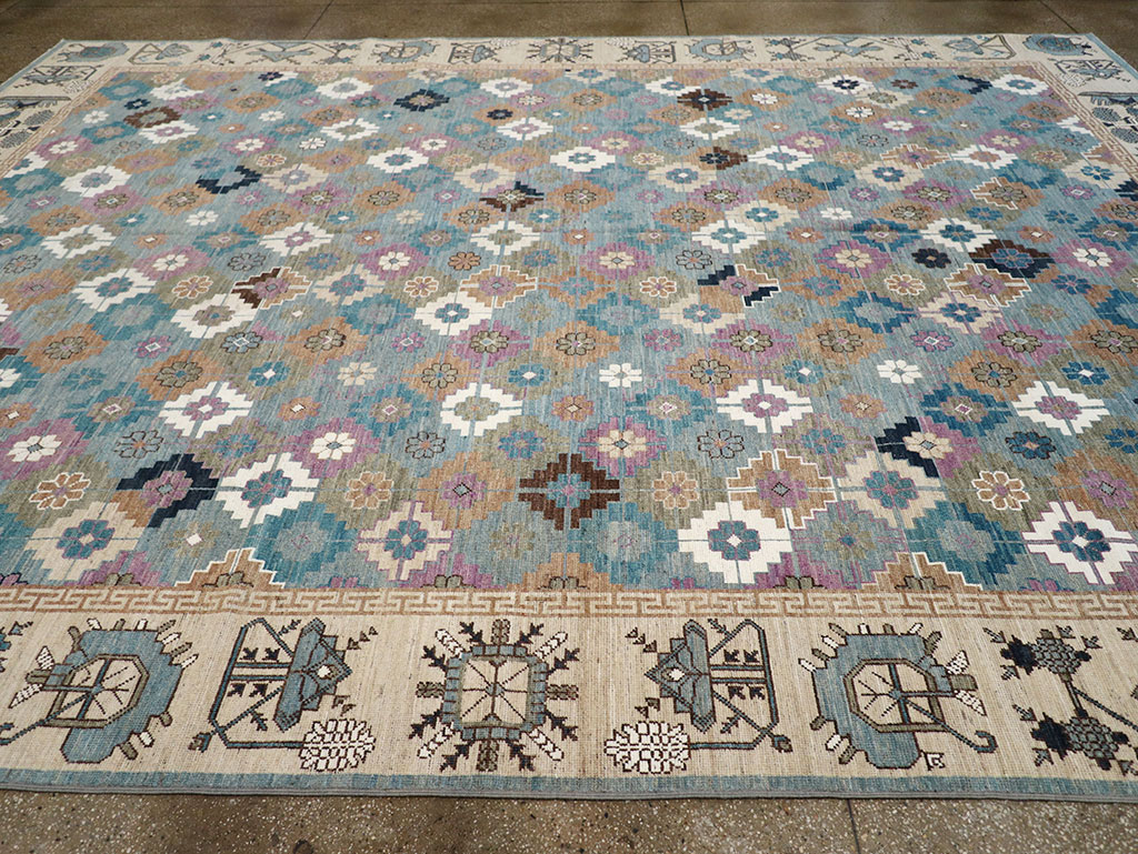 Modern East Turkestan Khotan Room Size Carpet, No.33226 - Staging