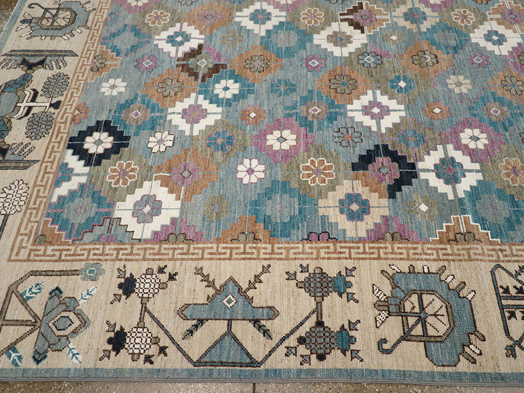Modern East Turkestan Khotan Room Size Carpet, No.33226 - Staging
