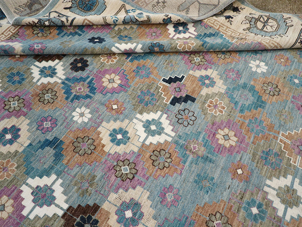 Modern East Turkestan Khotan Room Size Carpet, No.33226 - Staging