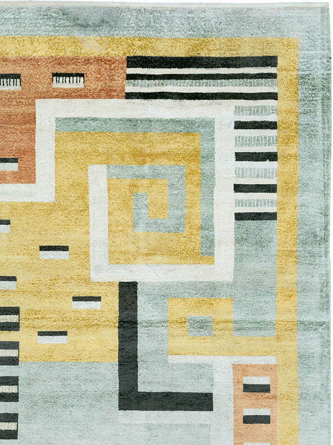 Modern East Turkestan Silk Khotan Room Size Carpet, No.33230 - Staging