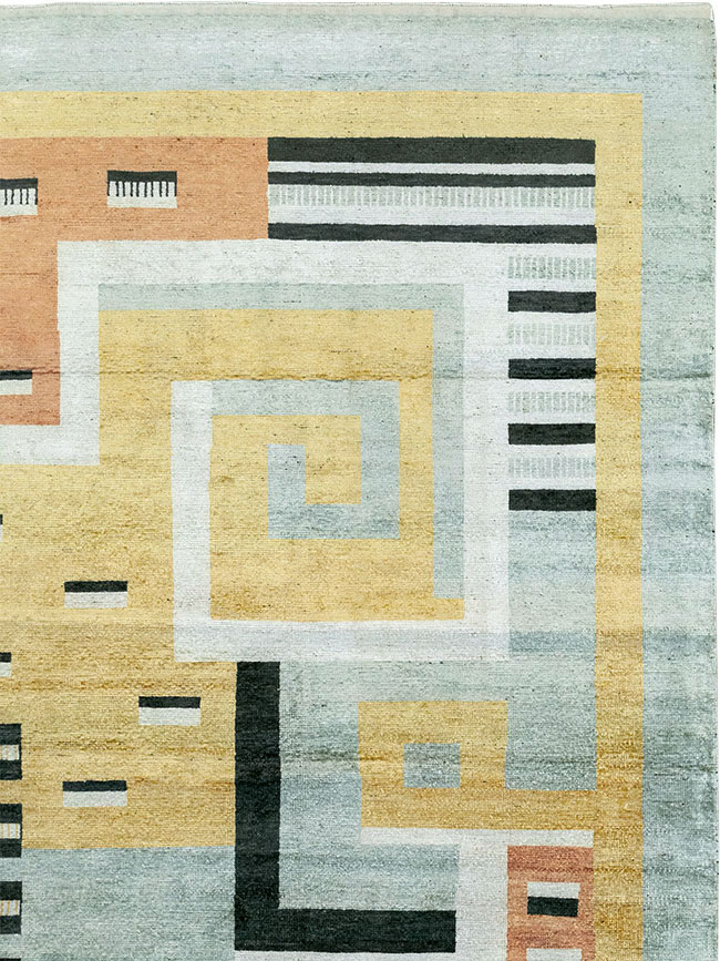 Modern East Turkestan Silk Khotan Room Size Carpet, No.33230 - Staging