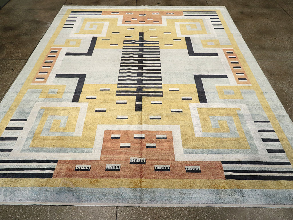 Modern East Turkestan Silk Khotan Room Size Carpet, No.33230 - Staging