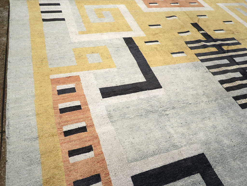 Modern East Turkestan Silk Khotan Room Size Carpet, No.33230 - Staging