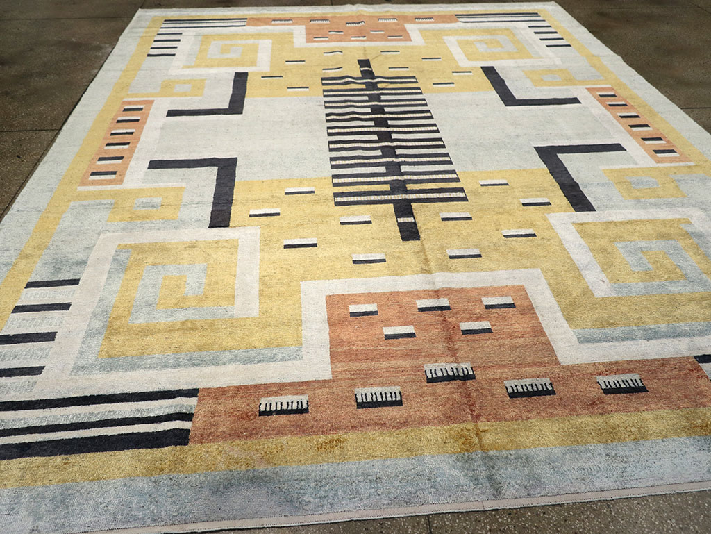 Modern East Turkestan Silk Khotan Room Size Carpet, No.33230 - Staging