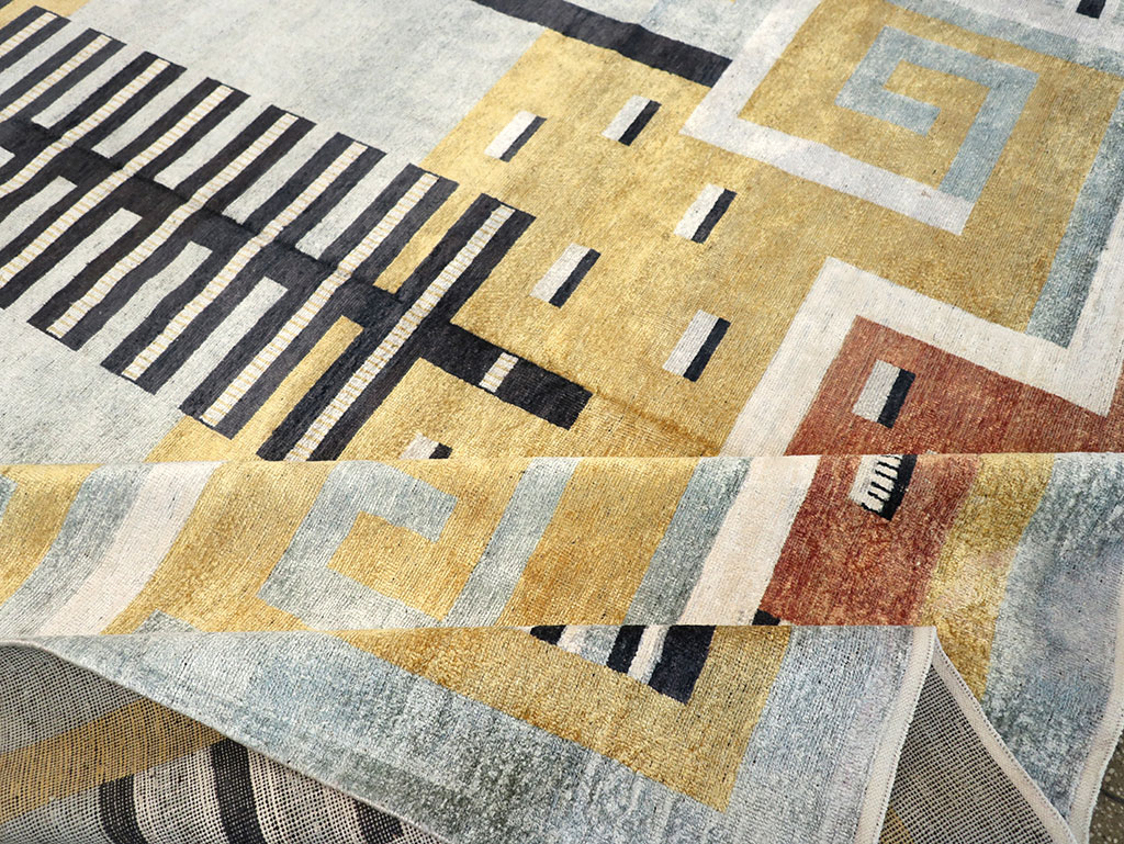 Modern East Turkestan Silk Khotan Room Size Carpet, No.33230 - Staging