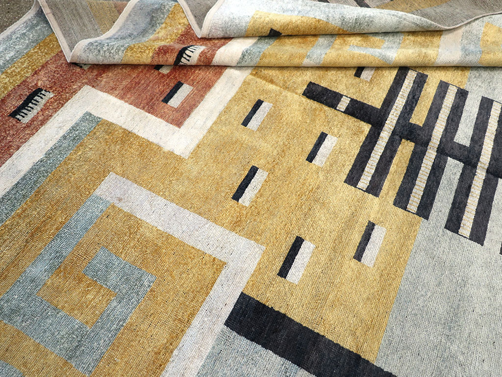 Modern East Turkestan Silk Khotan Room Size Carpet, No.33230 - Staging