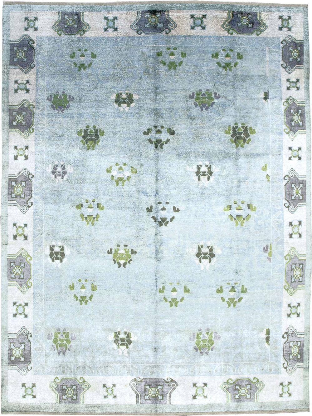 Modern East Turkestan Silk Khotan Room Size Carpet, No.33231 - Staging