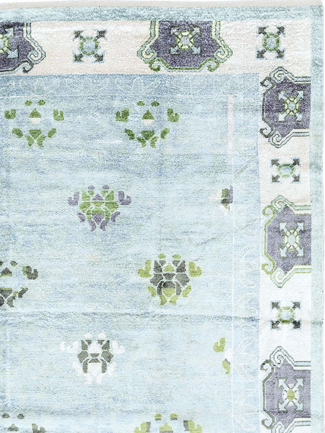 Modern East Turkestan Silk Khotan Room Size Carpet, No.33231 - Staging