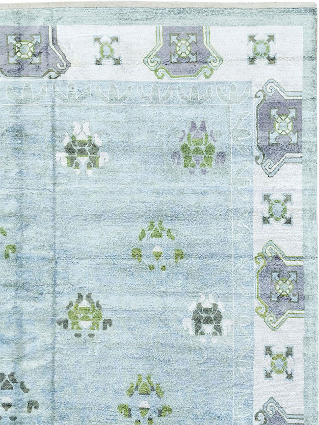 Modern East Turkestan Silk Khotan Room Size Carpet, No.33231 - Staging