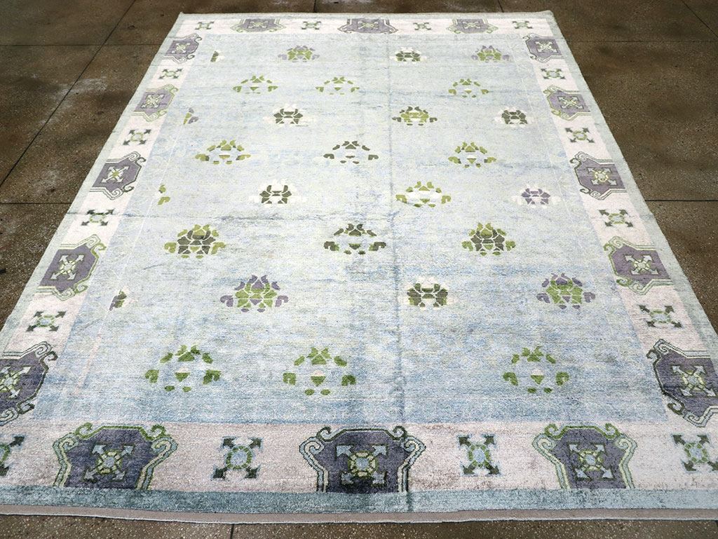 Modern East Turkestan Silk Khotan Room Size Carpet, No.33231 - Staging