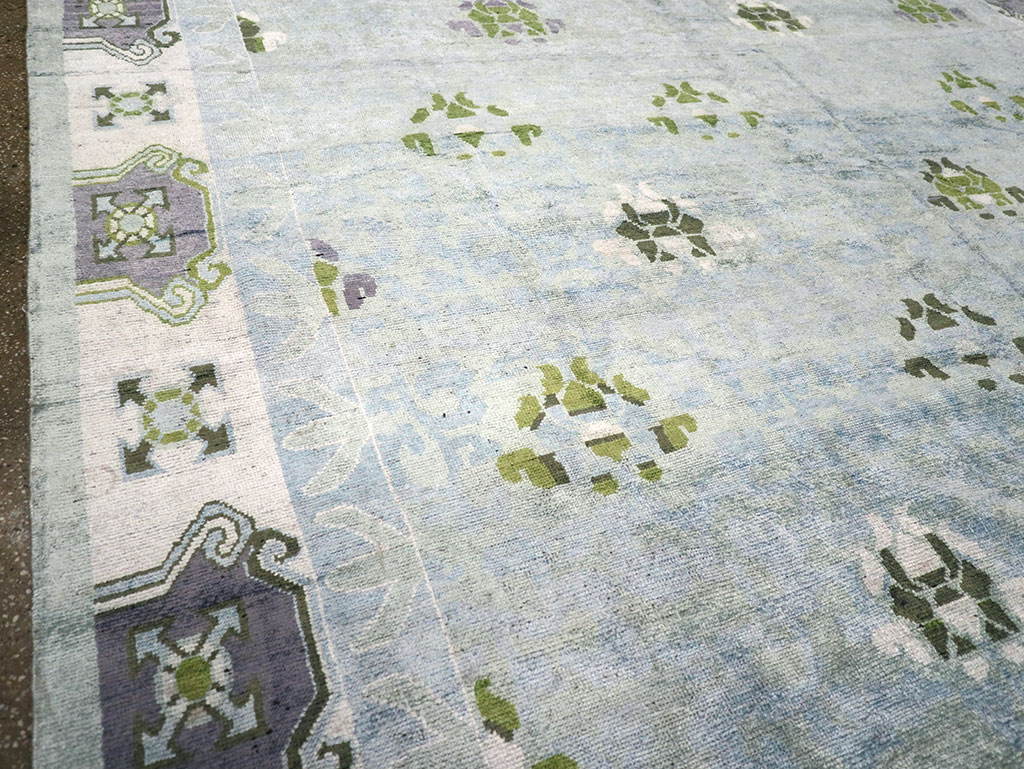 Modern East Turkestan Silk Khotan Room Size Carpet, No.33231 - Staging