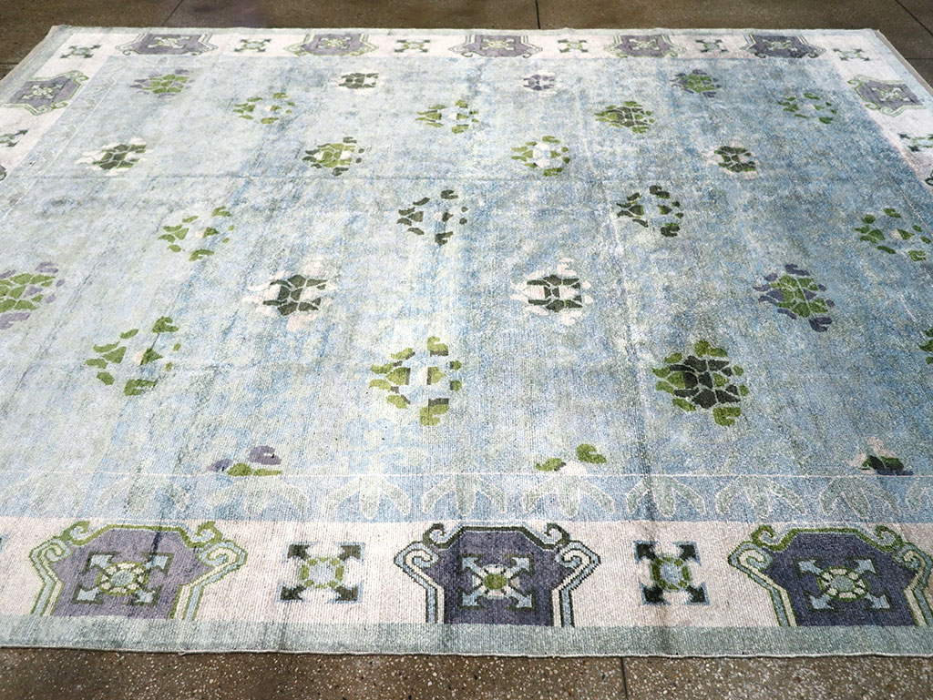 Modern East Turkestan Silk Khotan Room Size Carpet, No.33231 - Staging